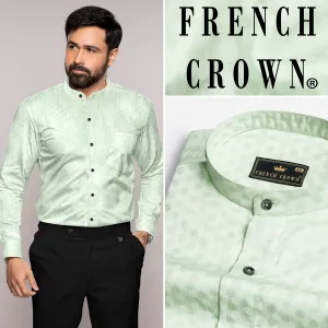 Albescent Green Hexagonal Jacquard Textured Premium Giza Cotton Shirt