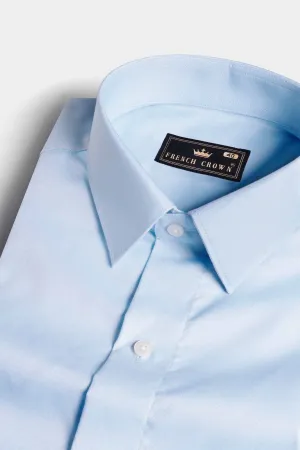 Aqua Blue Twill Premium Cotton Shirt