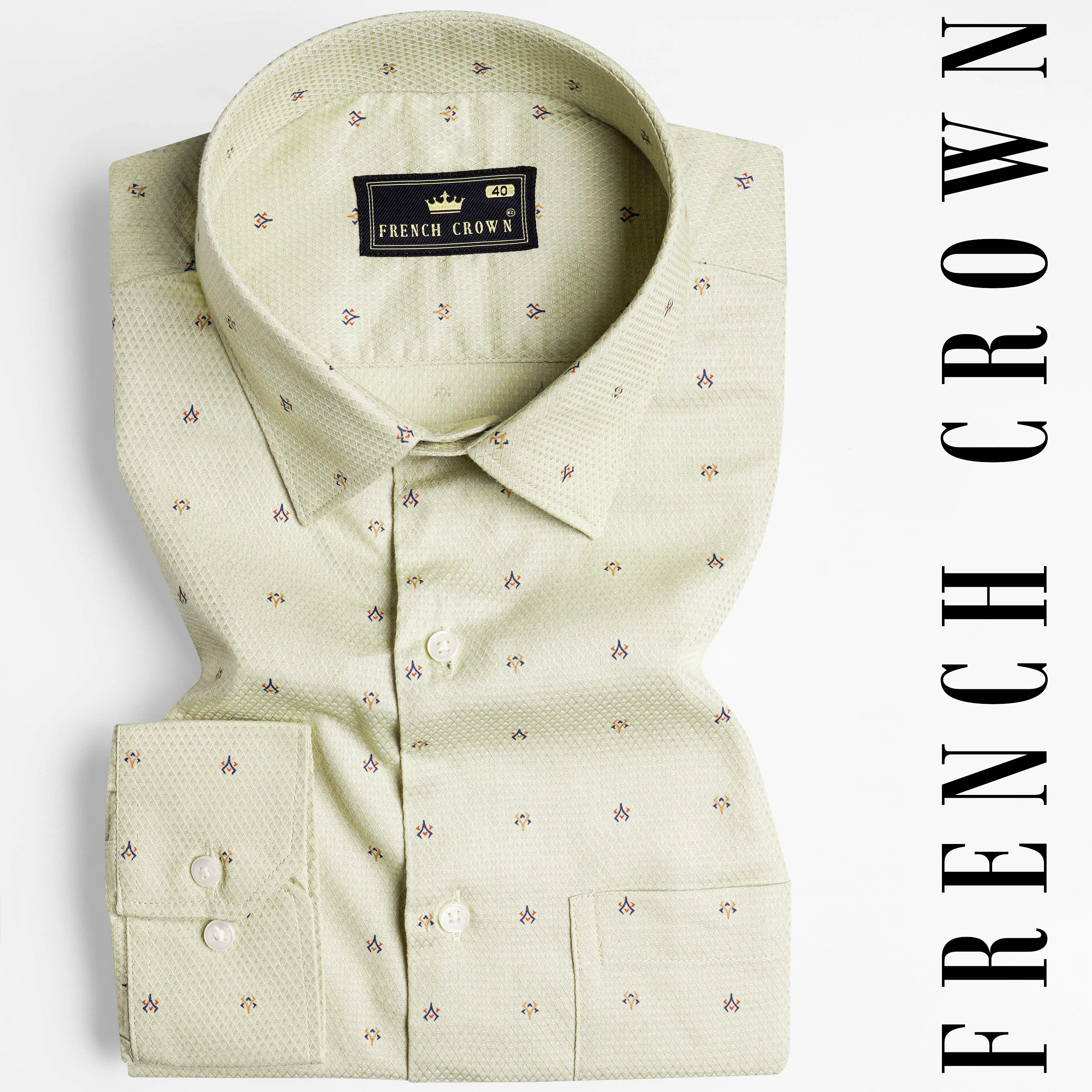 Beryl Green Dobby Textured Premium Giza Cotton Shirt