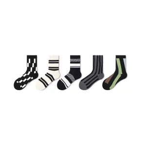 Creative Stripes All-season Men 5pcs Crew Socks Set